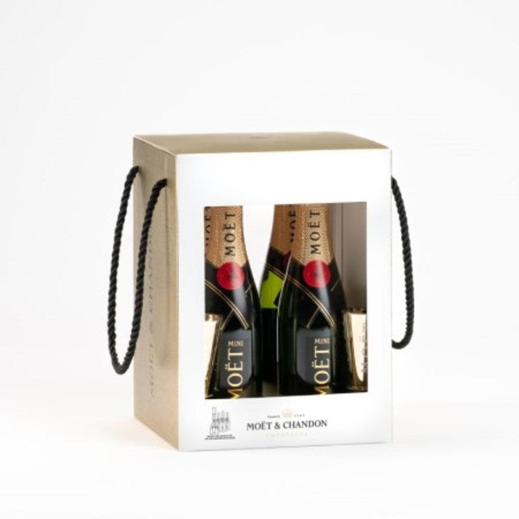 Moet & Chandon Mini Imperial Brut 4 Bottles+ 4 flutes set - Double S Wine 